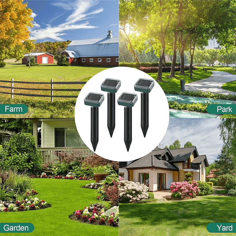 Solar-Powered Ultrasonic Pest Repeller | Repels Moles & Rodents | Waterproof, 400Hz, Garden Protection Outdoor