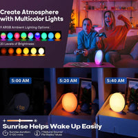 Sunrise Alarm Clock with FM Radio, Dual Alarm Clock, Night Light and 15 Color Options – Wake Up Light for Gentle Mornings