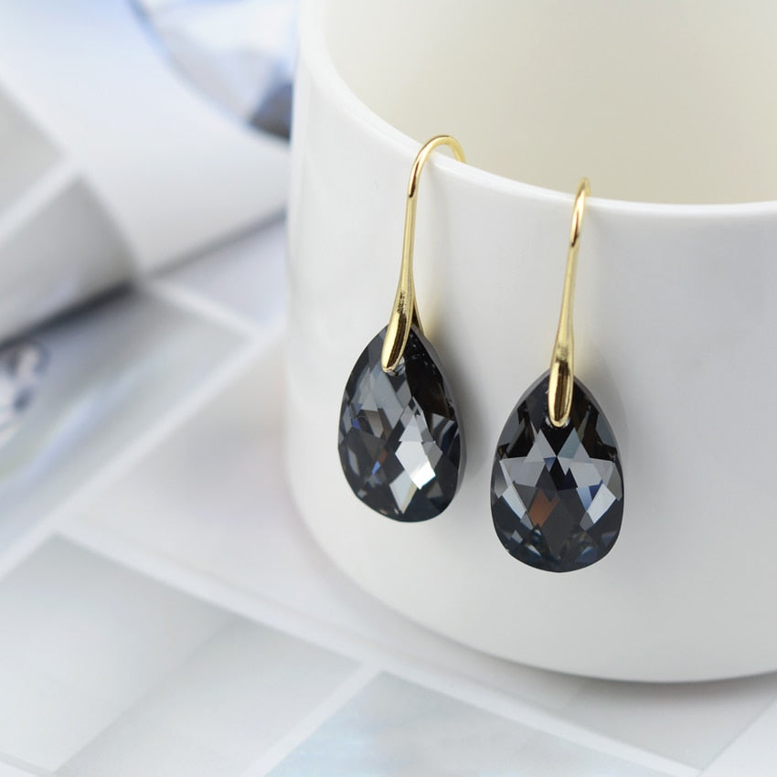 Blue Crystal Drop Earrings