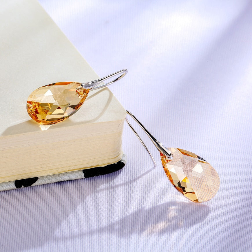Blue Crystal Drop Earrings