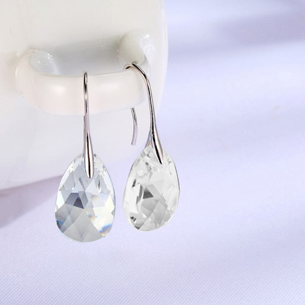 Blue Crystal Drop Earrings
