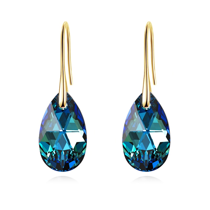 Blue Crystal Drop Earrings