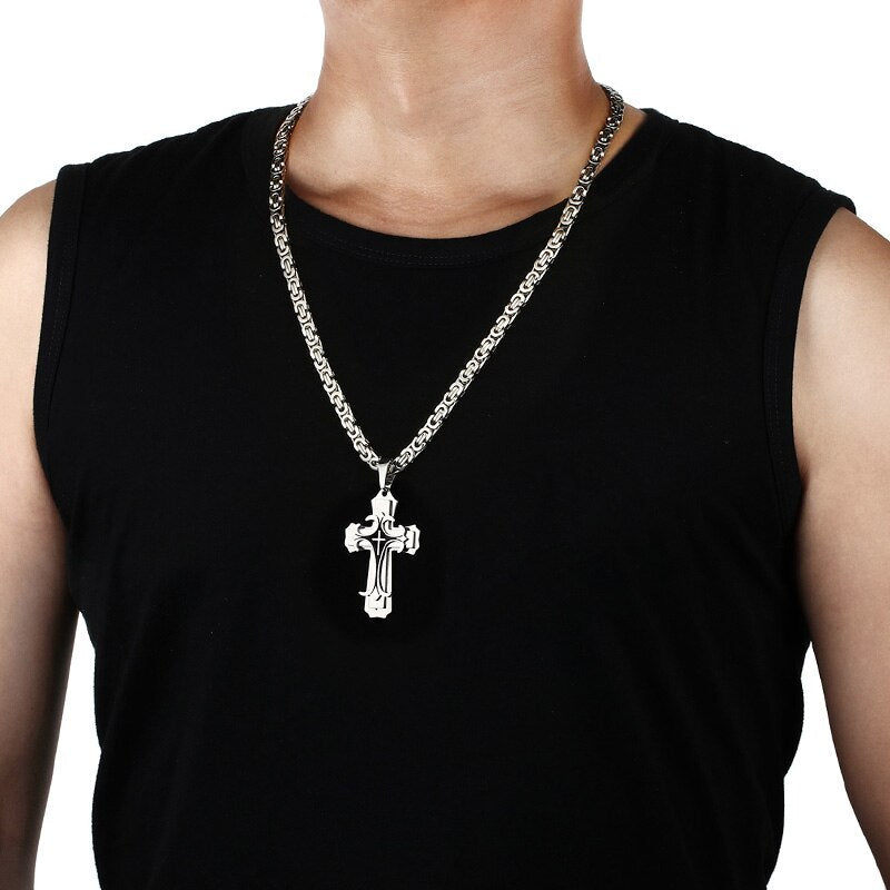 Vnox | Men's Stainless Steel Cross Pendant Necklace