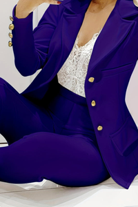 Women's Elegant Two-Piece Blazer and Pants Suit Set