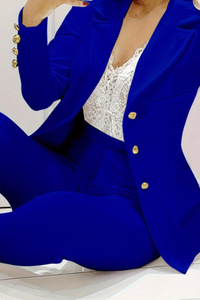 Women's Elegant Two-Piece Blazer and Pants Suit Set