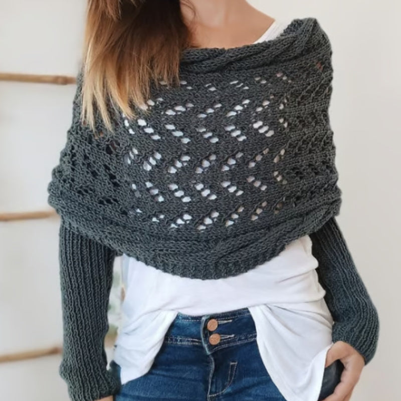 Women's Knitted Scarf with Sleeves