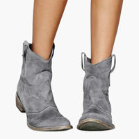 Women's Western Ankle Boots with Pull Tabs and Textured Sole