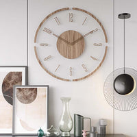 Wooden Wall Clock in Scandinavian Design, Minimalist