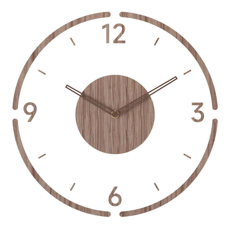 Wooden Wall Clock in Scandinavian Design, Minimalist
